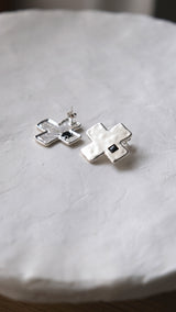 Cross Onyx Earrings