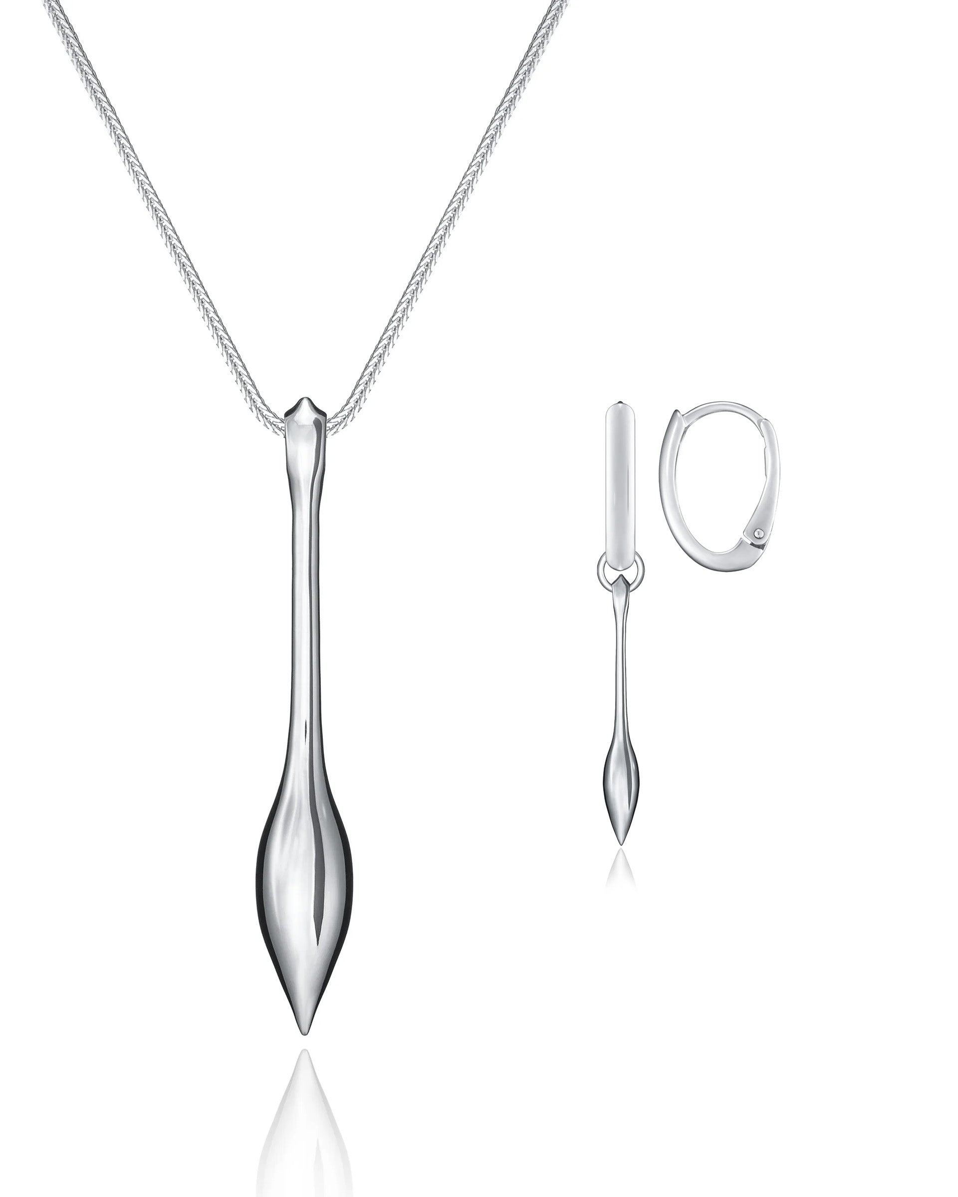 Silver Pendulum earrings&necklace Set PREORDER