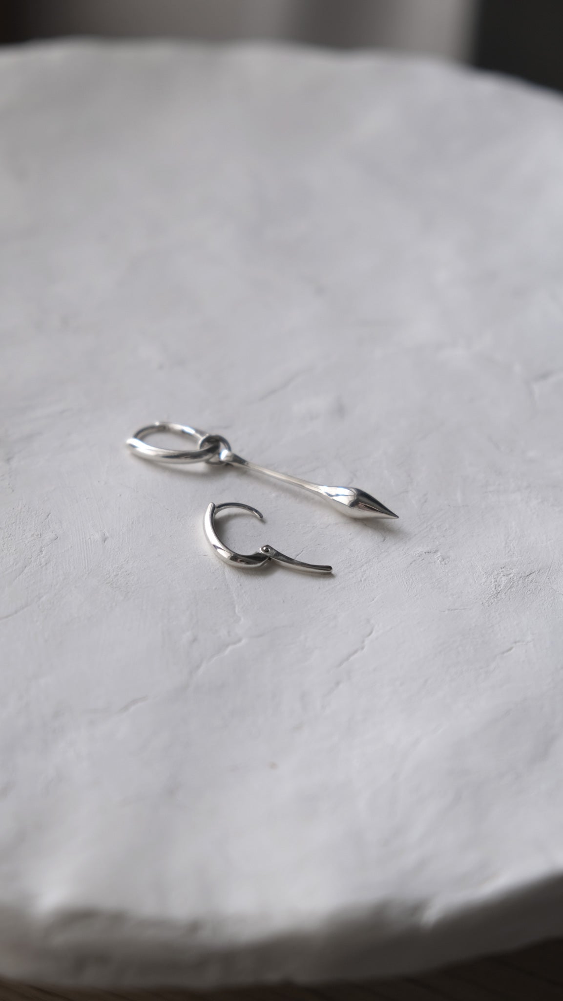 Men Small Silver Pendulum Mono Earring