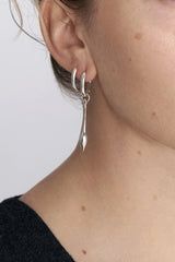 Men Small Silver Pendulum Mono Earring