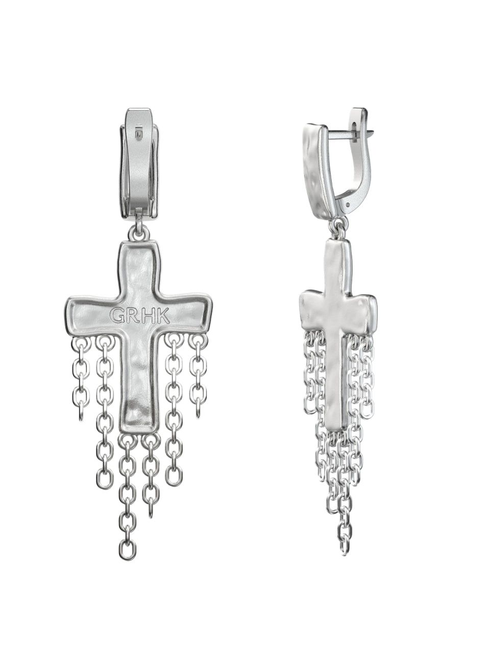 Man Cross w. Chains Mono–Earring