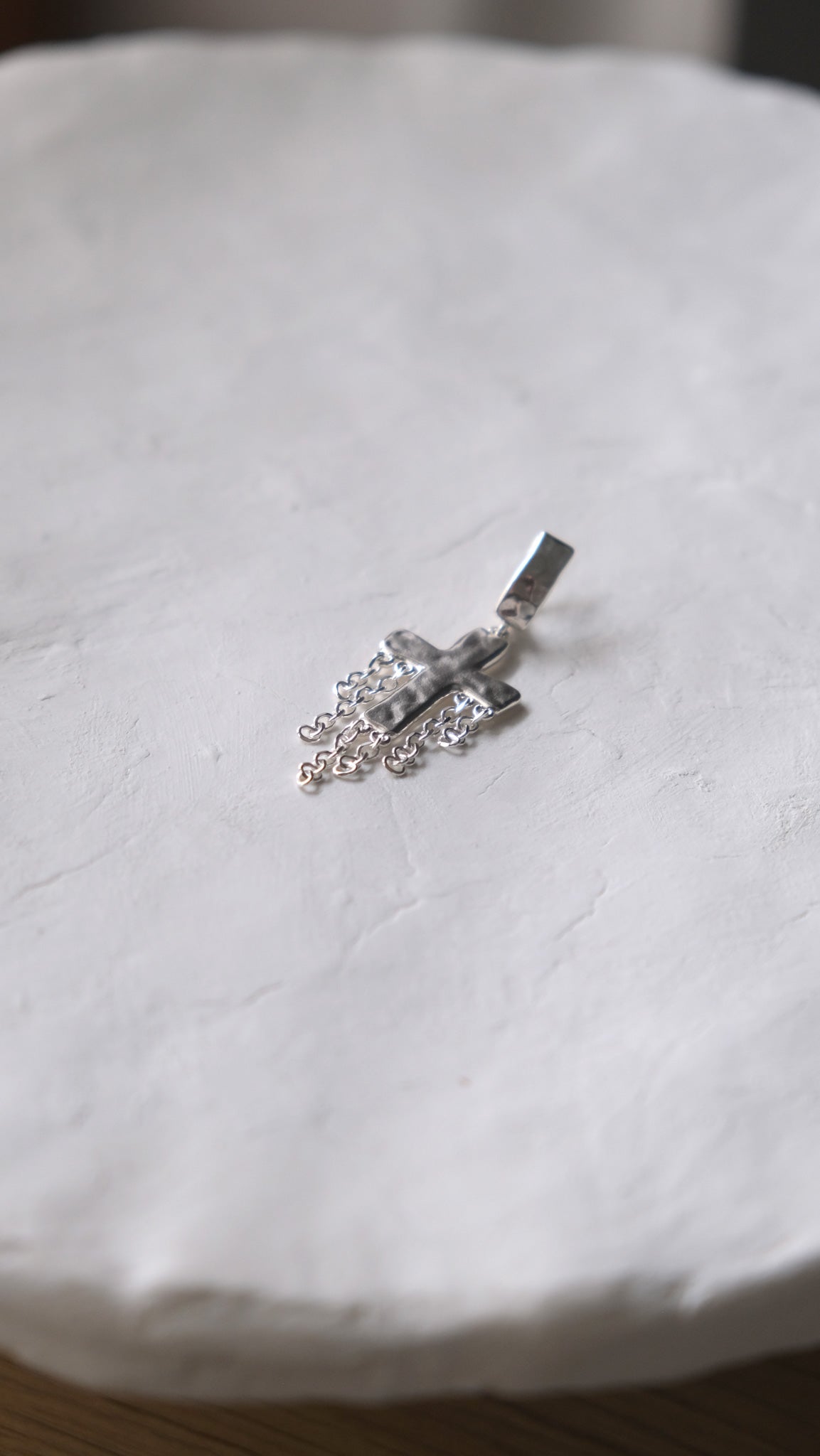 Cross w. Chains Mono–Earring