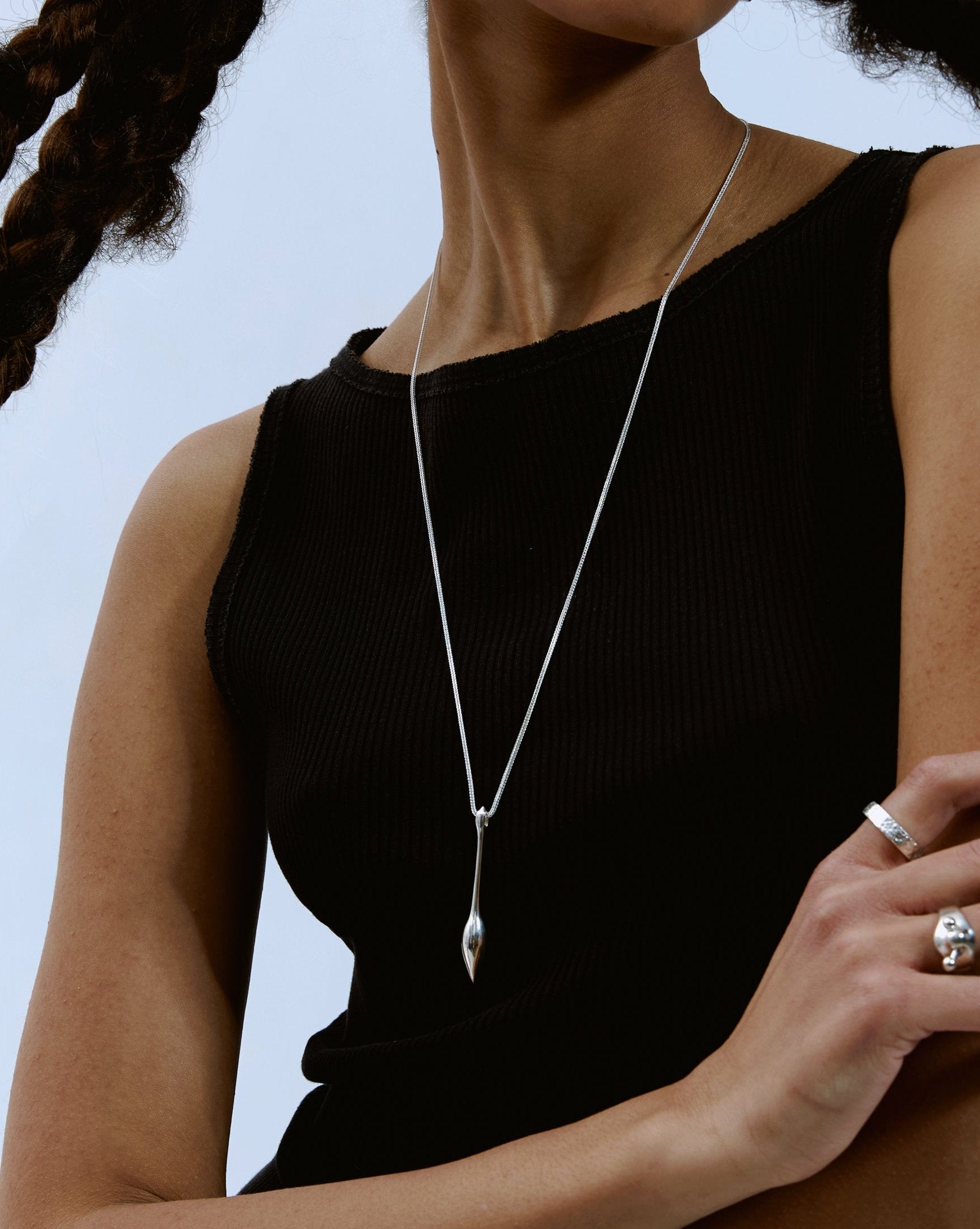 Silver Pendulum earrings&necklace Set