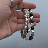 Bead Bracelet Irregular Garnet with Circle Silver