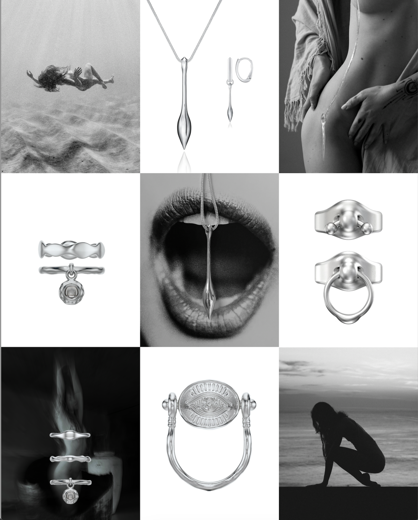 Silver Pendulum earrings&necklace Set PREORDER