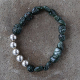 Bead Bracelet Irregular Seraphinite with Round Silver