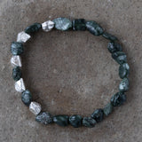 Bead Bracelet Irregular Seraphinite with Irregular Silver