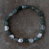 Bead Bracelet Oval Labradorite with Irregular Silver