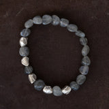 Bead Bracelet Labradorite with Irregular Silver