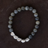 Bead Bracelet Round Labradorite with Irregular Silver
