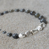 Bead Bracelet Round Labradorite with Irregular Silver