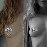 Silver Nipple piercing Ring Set Barbell+Hoop